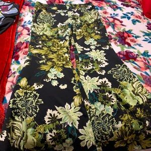 INC International Concepts Black Floral Wide Leg